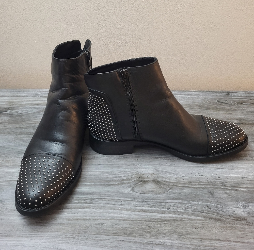 Stelle Monelle Studded Black Leather Ankle Boots Size 40 - Picture 5 of 13